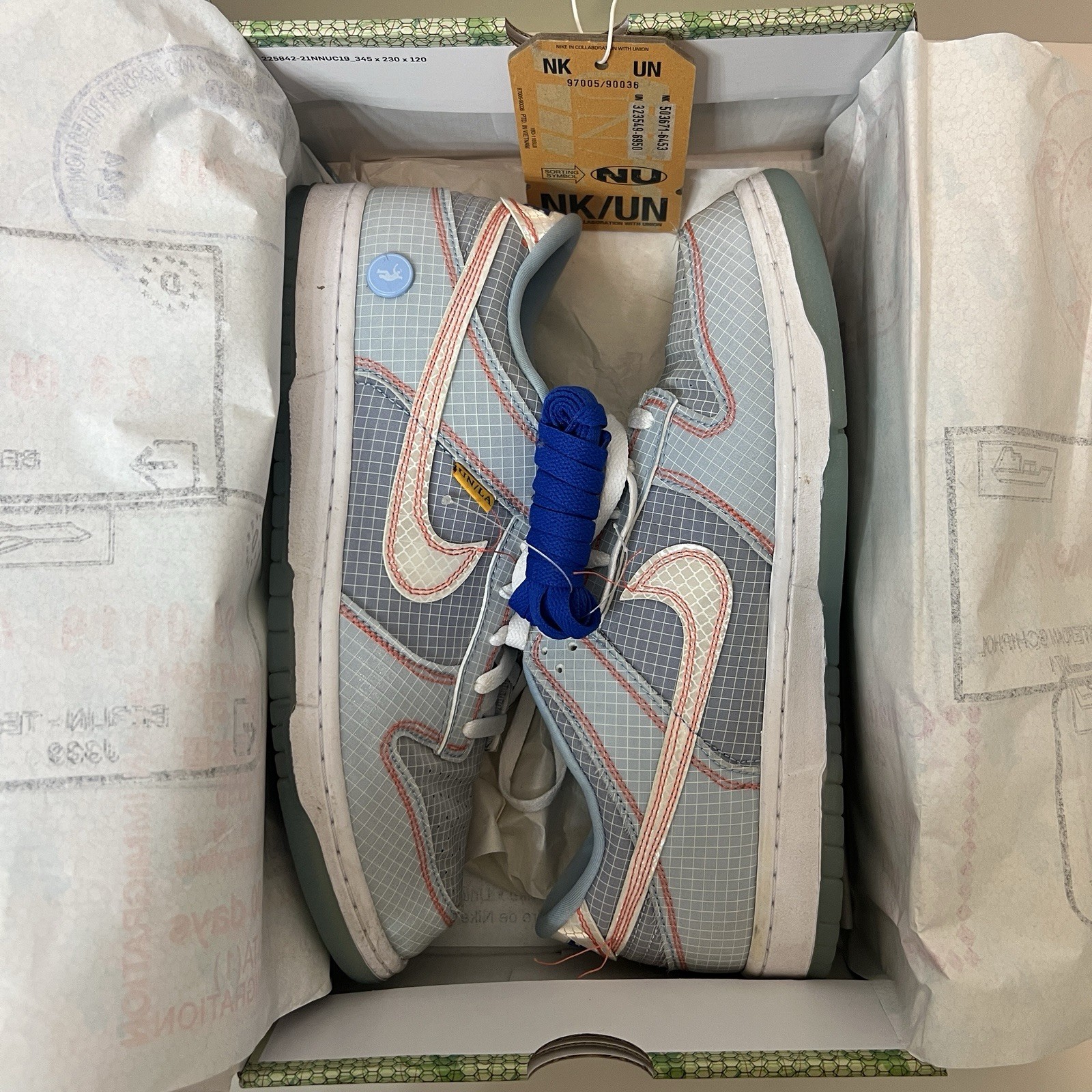 DJ9649-400 | Nike Dunk Low X Union LA ‘Passport Pack – Argon’ | Size 11 | USED
