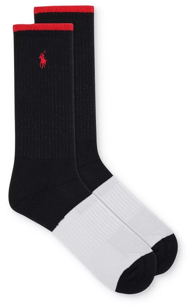 POLO RALPH LAUREN RL | Mens Black Crew Performance Sports Socks UK 6-11 EU 40-46