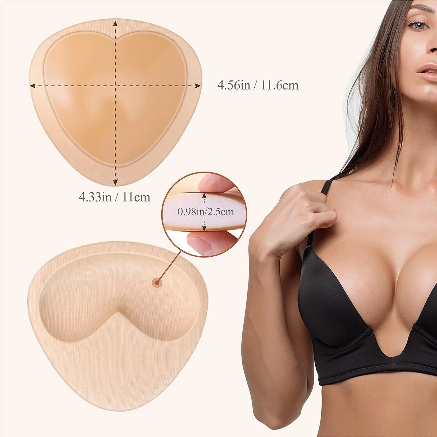 Removable Women’S Push Up Invisible Sponge Bra Pads for Sports & Casual Wear Bra