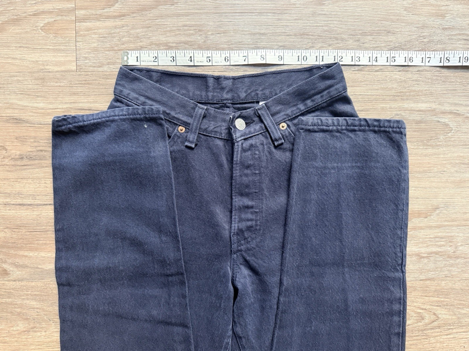 Vtg 1994 Levis 501 Navy Blue High Waisted Jeans Petite 24×31 Made in USA 90s