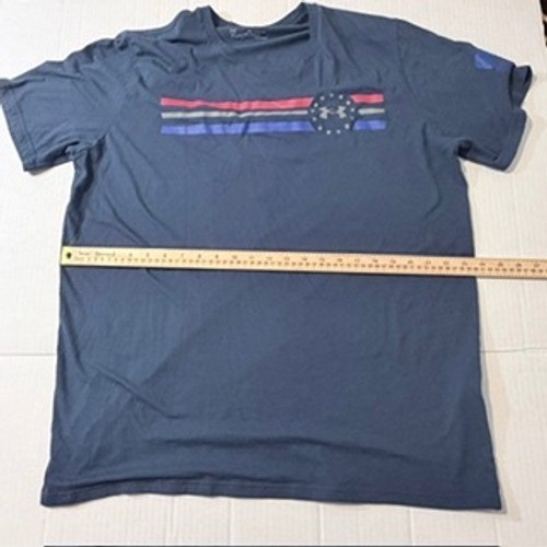 Under Armour Mens XXL HeatGear USA Graphic T-Shirt Navy Blue Loose Fit Tee