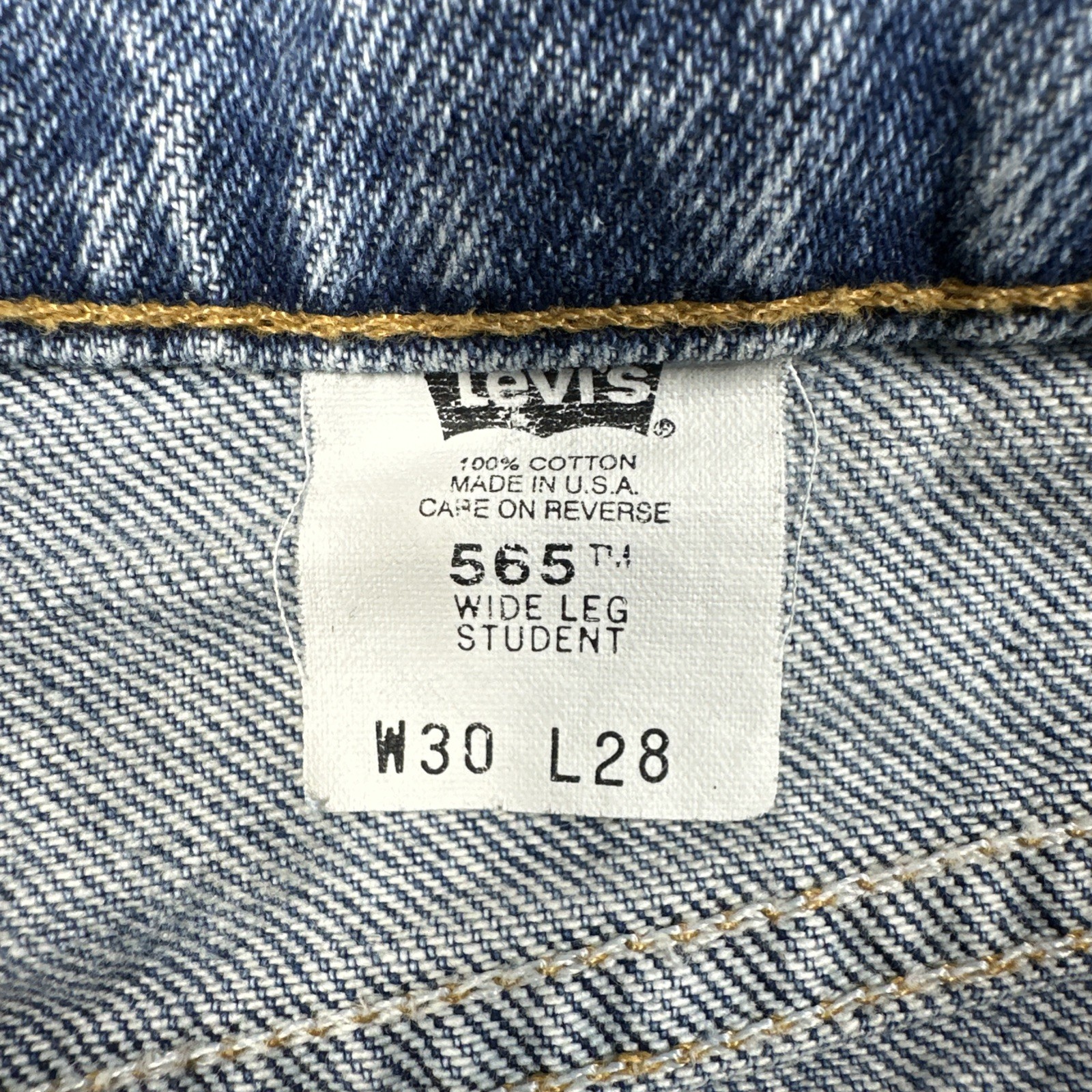 Vintage Levis 565 Wide Leg Loose Jeans 30×28 Orange Tab Made in USA