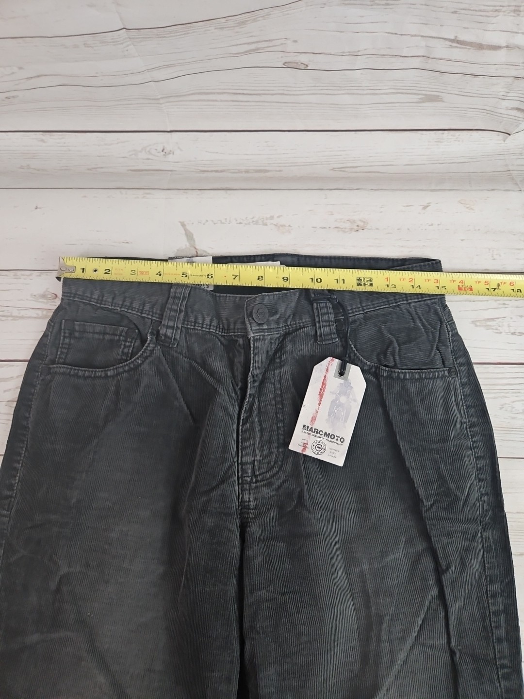 Marc Moto Men Size 30×32 Motorcycle Corduroy Bootcut Charcoal Gray Jean