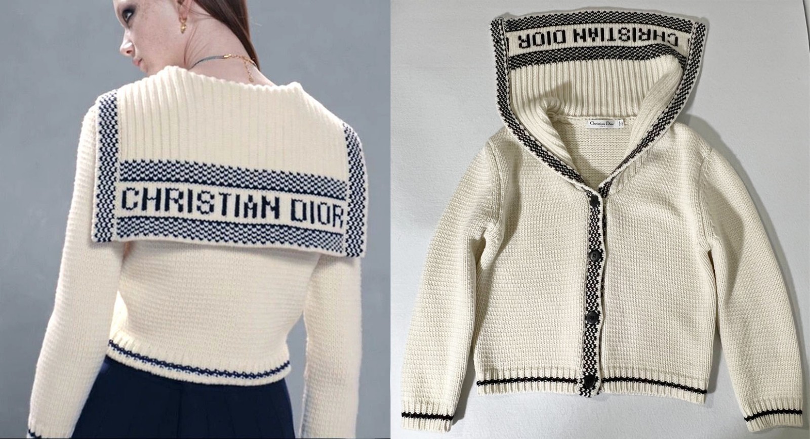 Christian Dior Ivory short Cardigan fits S (size US6 or loose US4) sweater 3/4 s