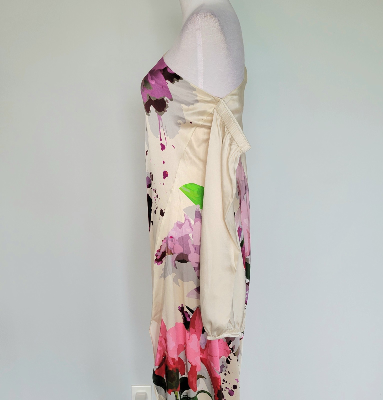 NWT $1,600 SILVIA TCHERASSI Silk Chiara Floral Draped Dress Fushia Garden Medium