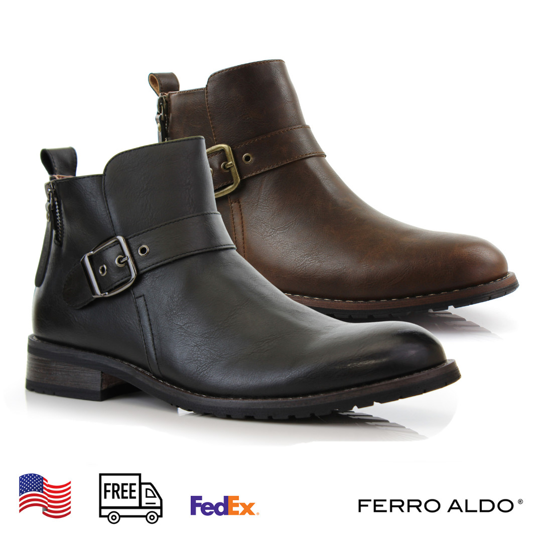 Ferro Aldo Men’s Casual Zipper Motorcycle Ankle Combat Classic Chelsea Boots