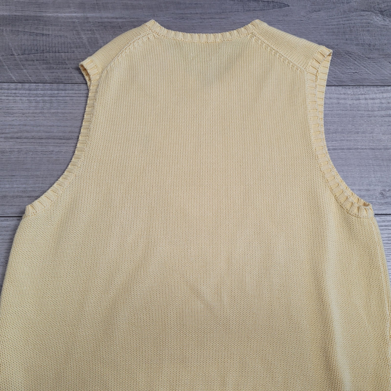 🐎 VTG Polo Ralph Lauren Macau Sweater Vest Men M Butter Yellow Preppy 90’s Y2K