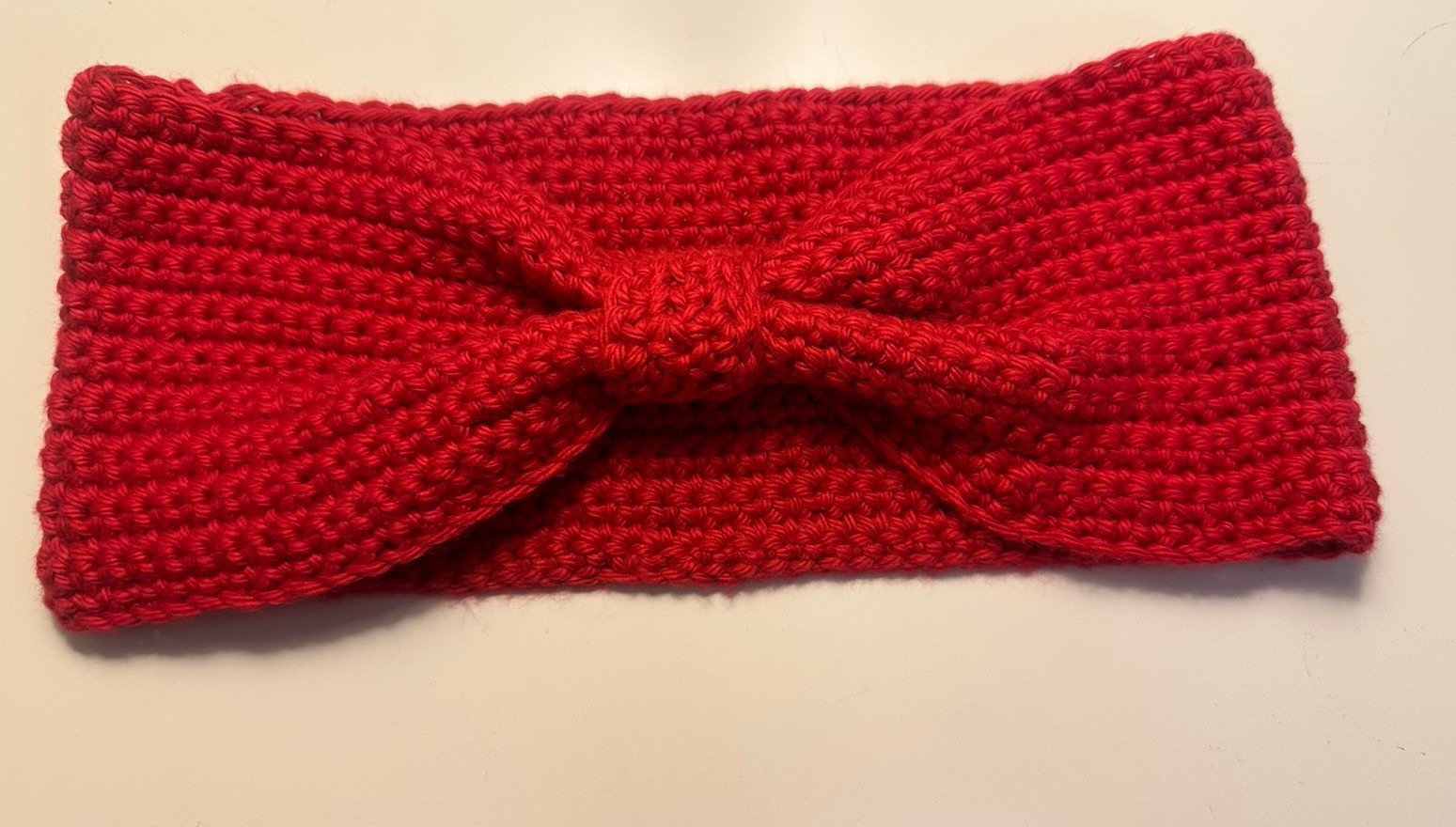 Handmade Red Bow Crochet Headband/ Ear warmer