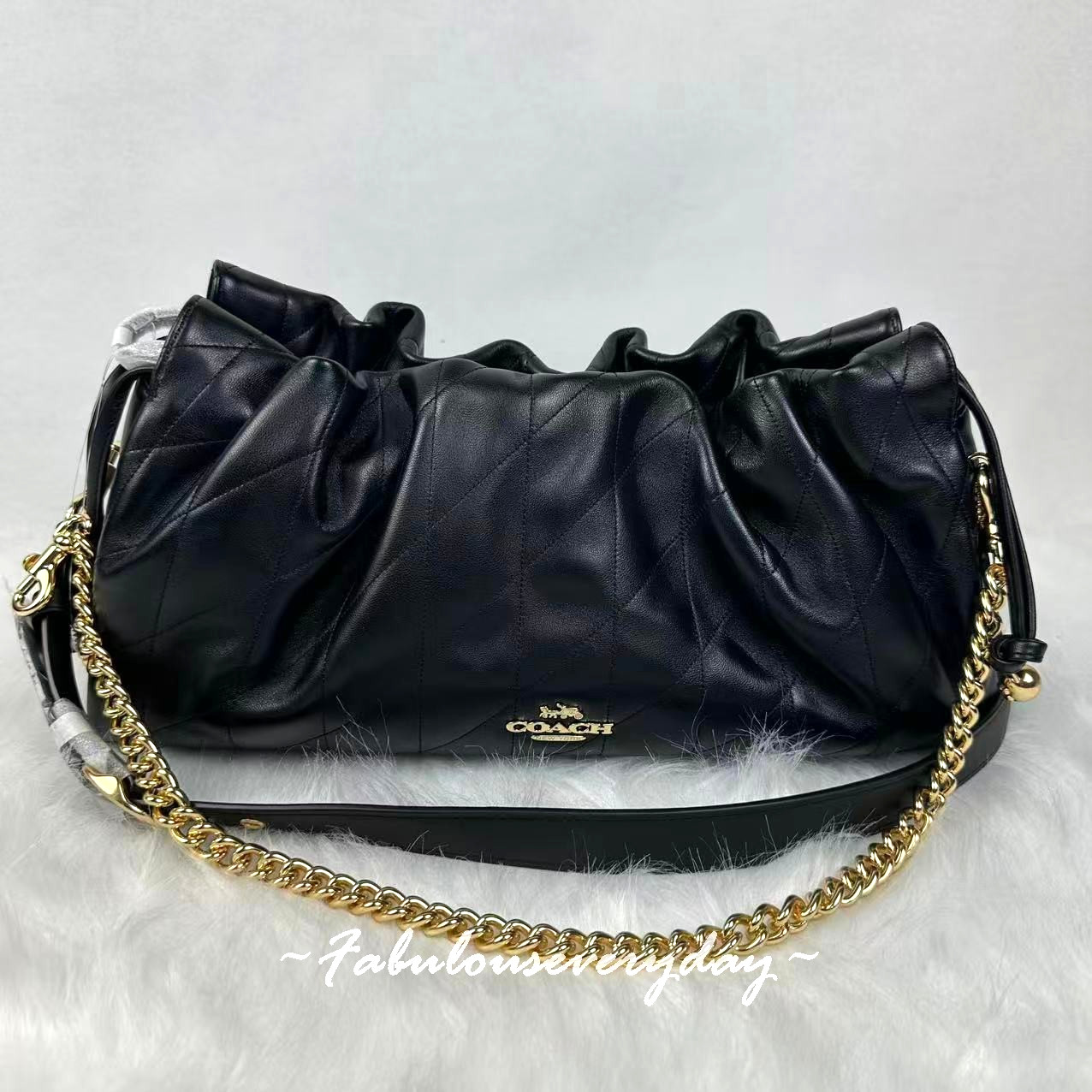 Coach Faye Large Shoulder Bag With Quilting In Leather/Gold/Black CCZ58 NWT
