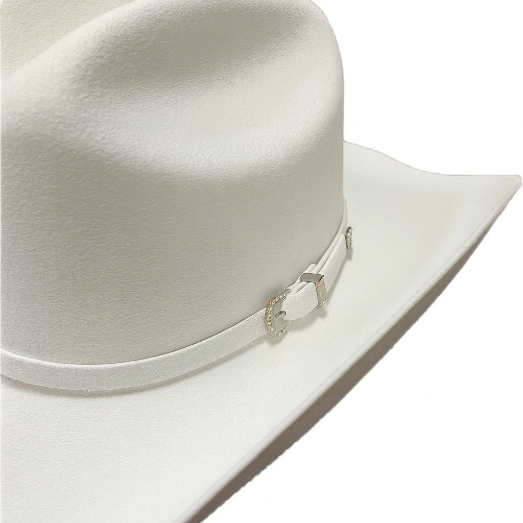 Men’s 100X Western Cowboy Felt Hat Tejana GenuineWool Vaquera Estilo Taco- White