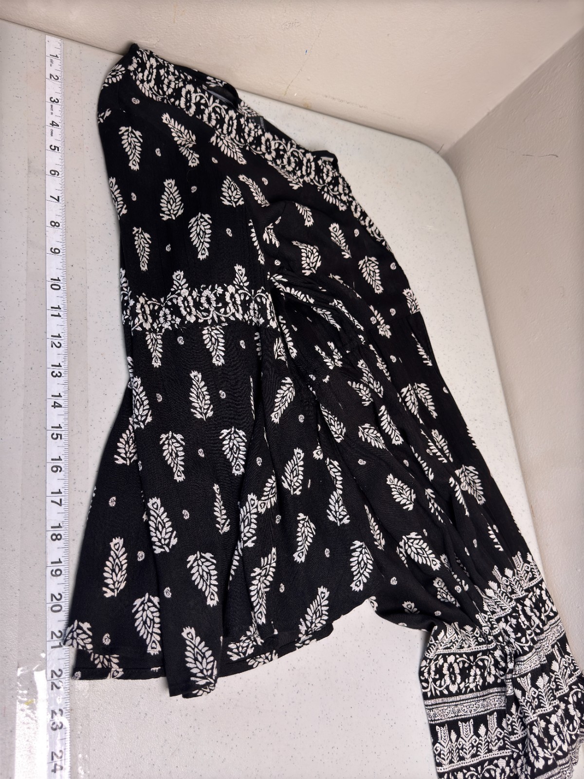 Angel Paisley Mini Dress S Flare Sleeve Boho Witchy Whimsigoth Flowy Festival