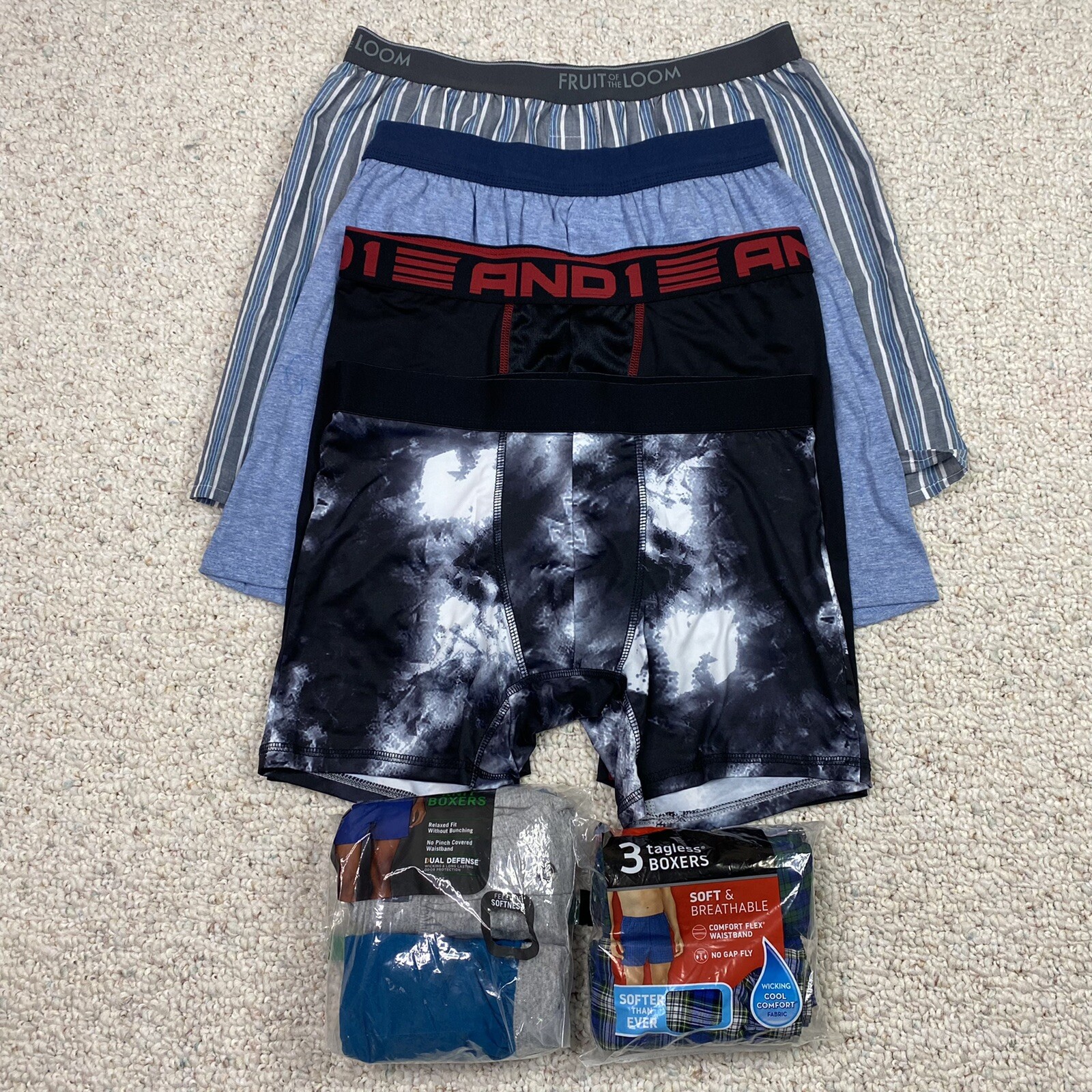 Assorted Brand & Style Mens Underwear sz M Multicolor Comfort Tagless 8 Pack NEW
