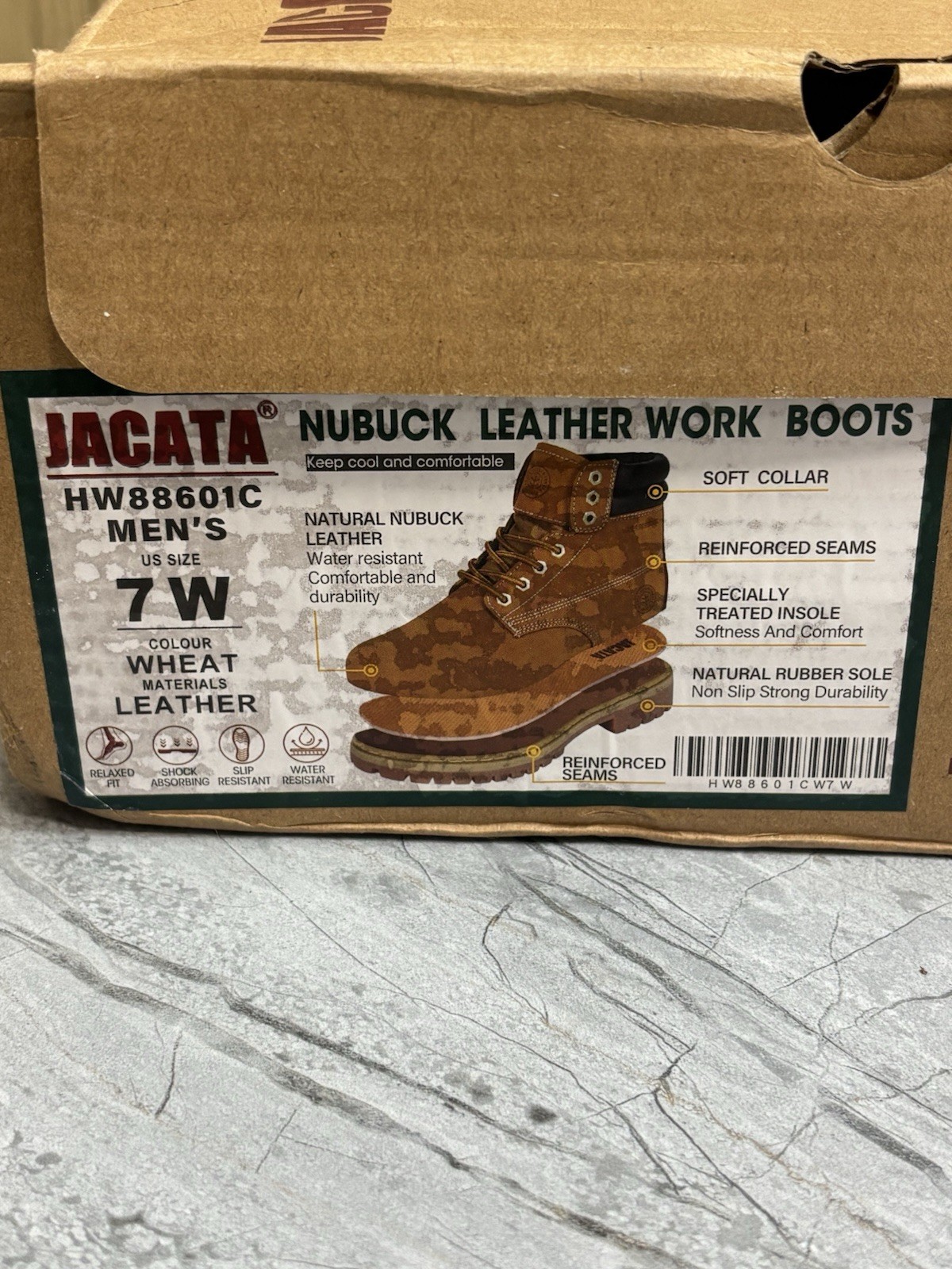 Jacata Men’s Work Boots Waterproof Leather Work Boots 8601 Us Size 7 Wide