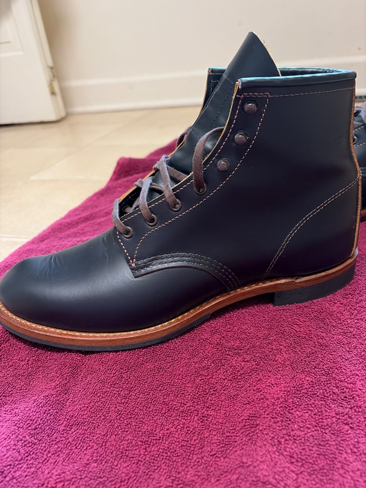 Red Wing 9060 Flatbox Beckman Black Klondike Leather Boots Mens 10.5 D