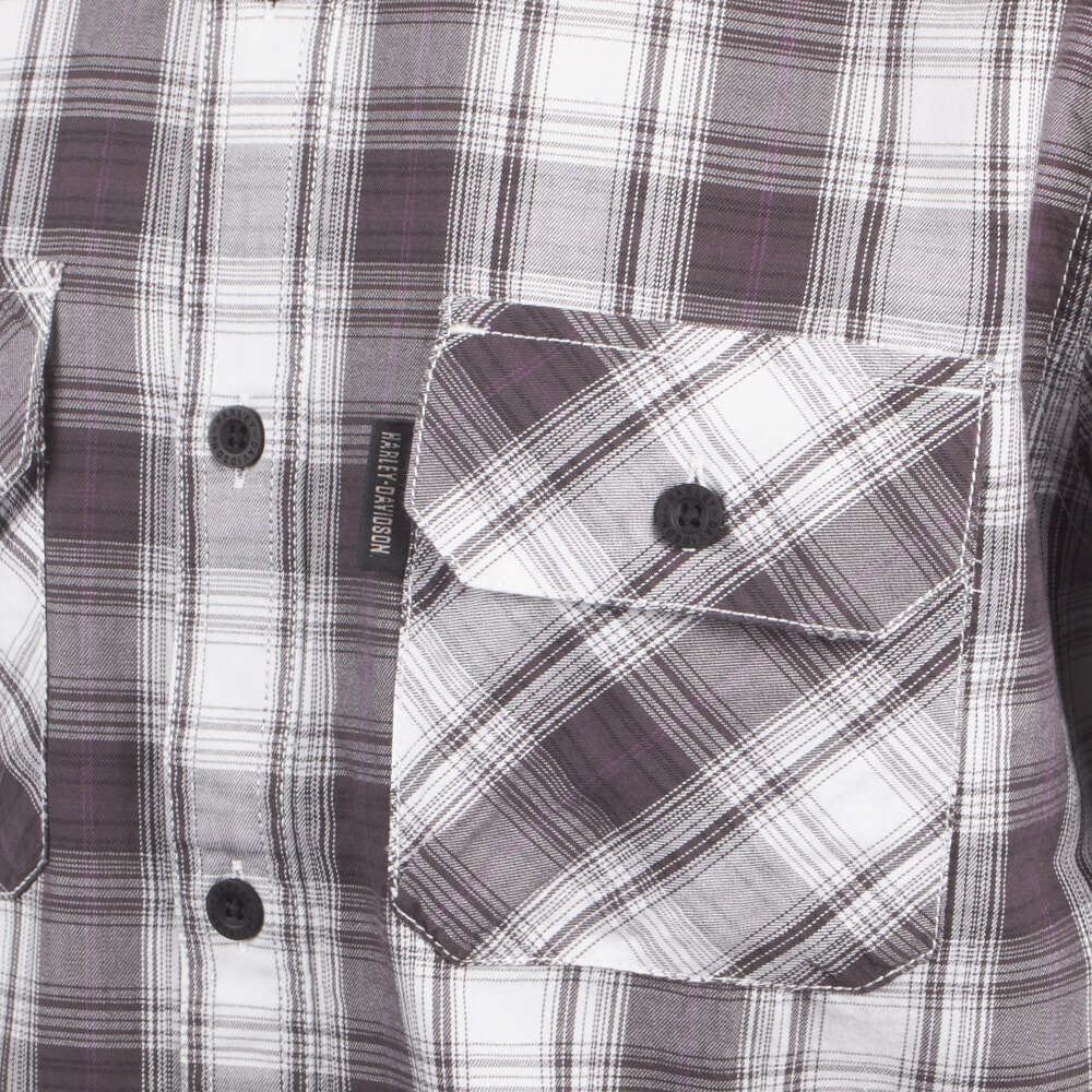 Harley-Davidson Men’s Ash Gray White Plaid Amplifier S/S Woven Shirt (S34)