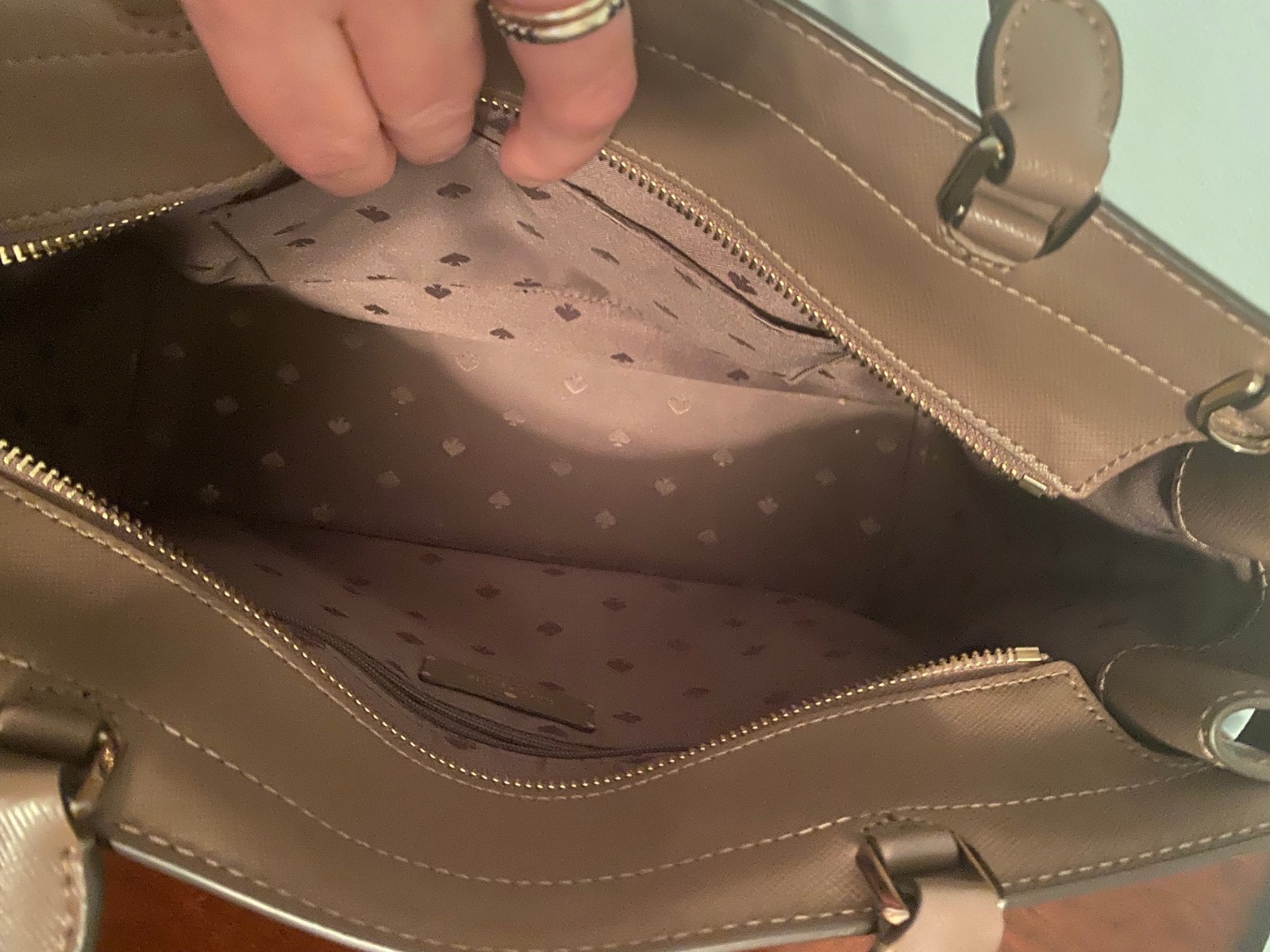 Kate Spade Staci Medium Satchel Taupe Handbag W/Double Handles & Crossbody Strap