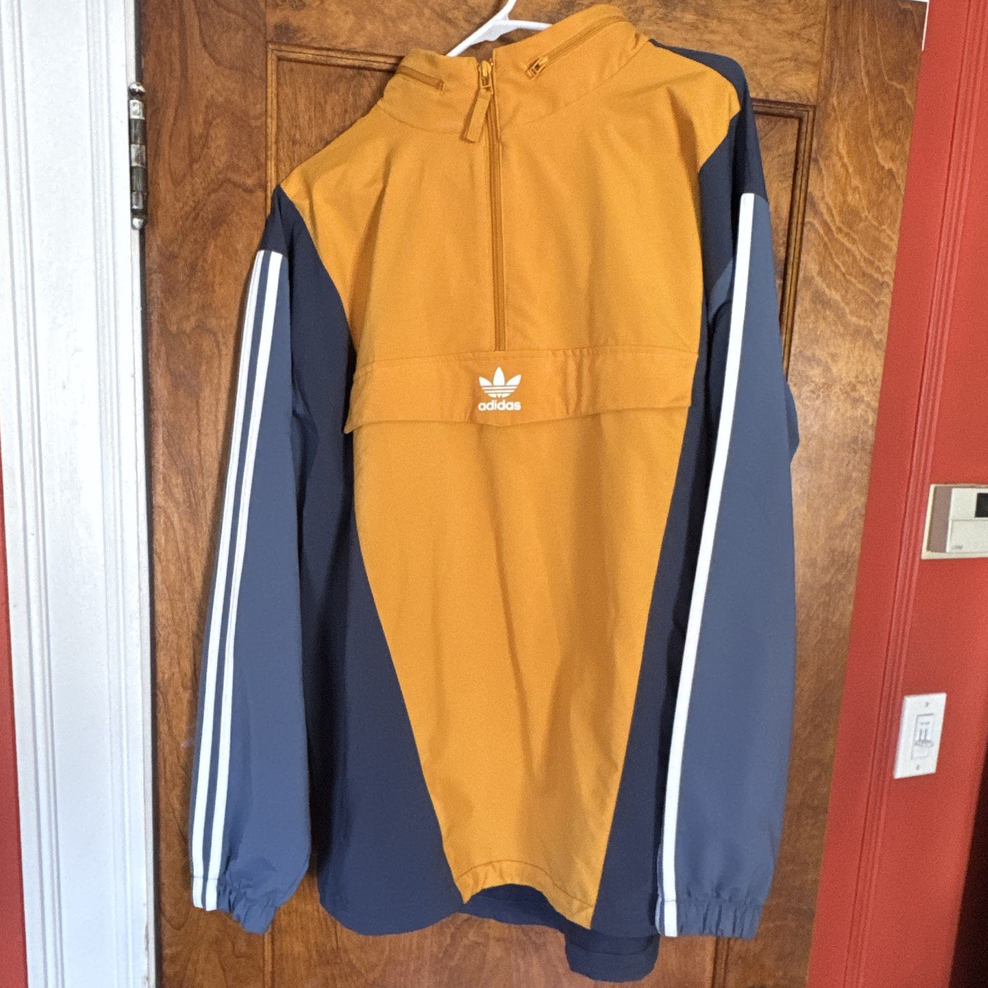 adidas Originals vintage Men’s Half-Zip Jacket L Yellow/Blue striped Colorblock