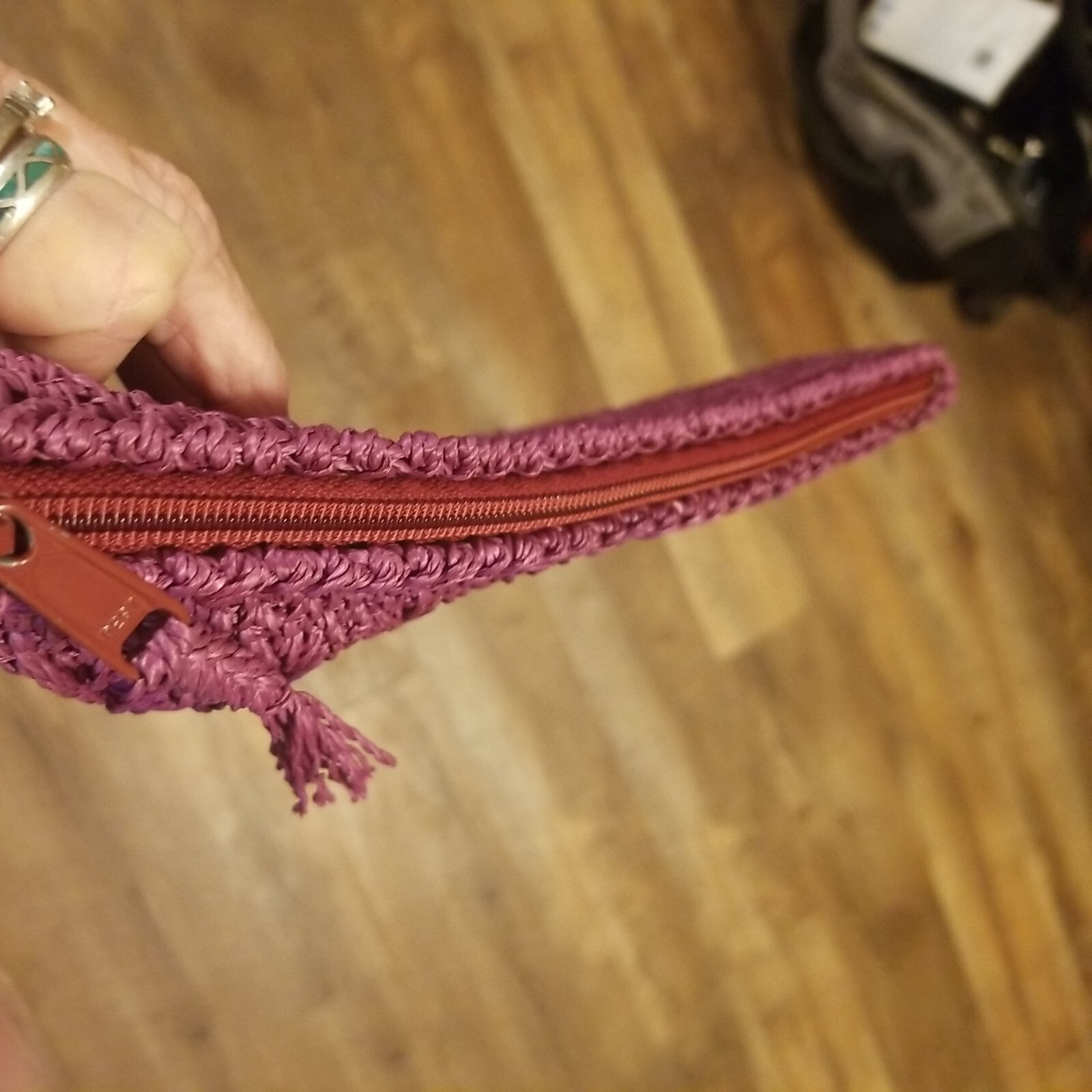 Mauve Polyester Clutch Purse 12″× 7 1/2″ Made In Japan