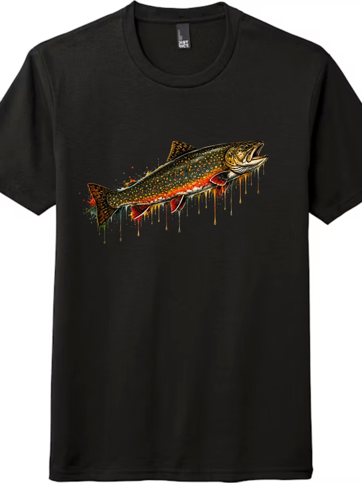 Drip Paint Brook Trout Graphic Unisex Cotton Fishing Short Sleeve Tee