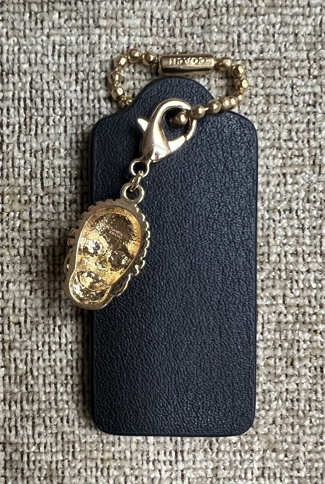 Coach Large 2.25” Black Leather HangTag with Star Wars C-3PO Droid Charm New