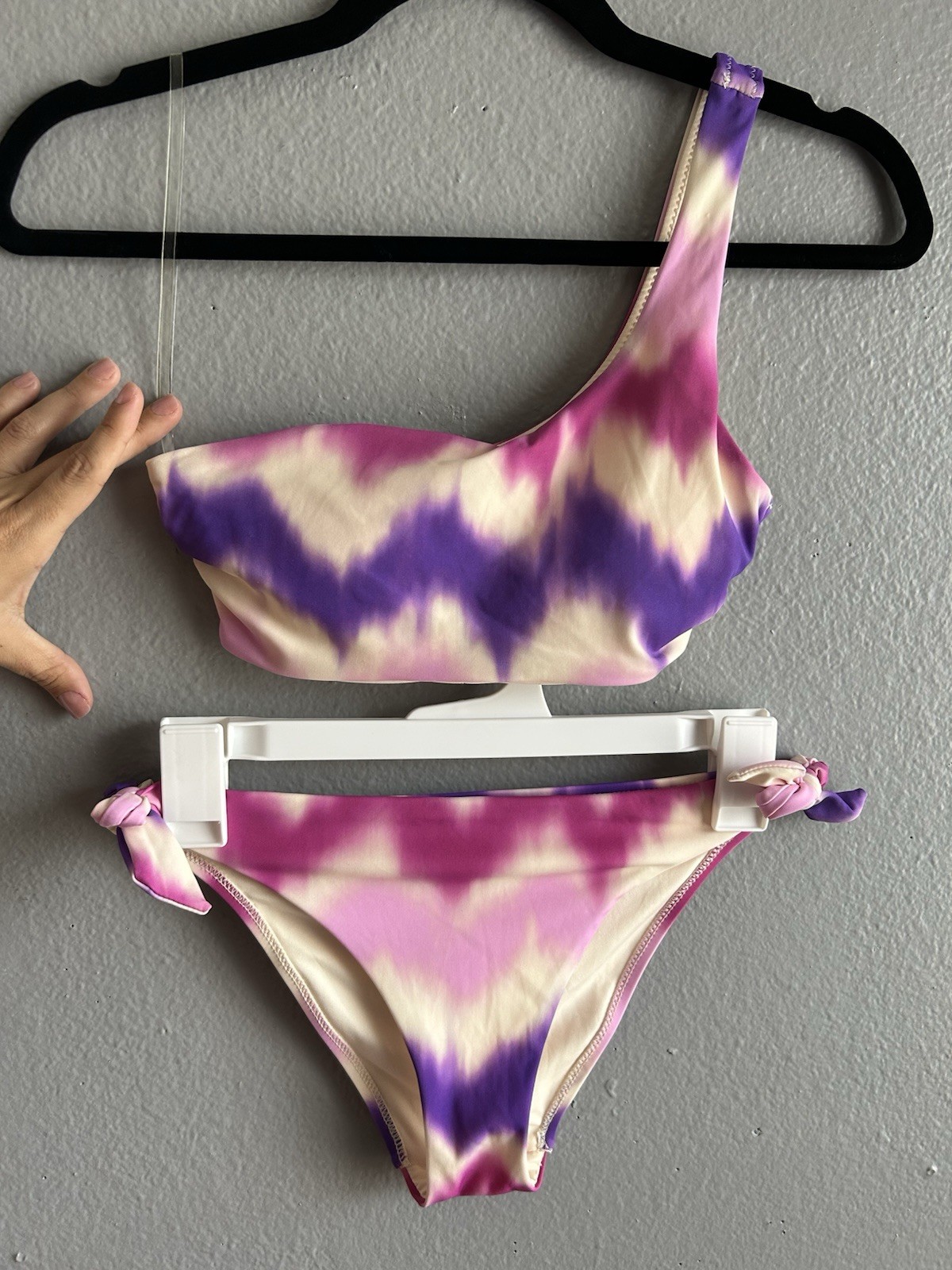 énfasis Women’s Purple/Pink/Beige Tie-Dye One Shoulder Bikini Set 2-Piece 36 B