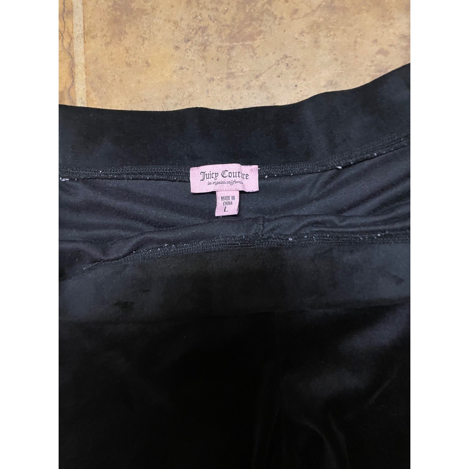 Juicy Couture Black Velour Tracksuit Rhinestone Logo Hoodie Pants Set y2k L
