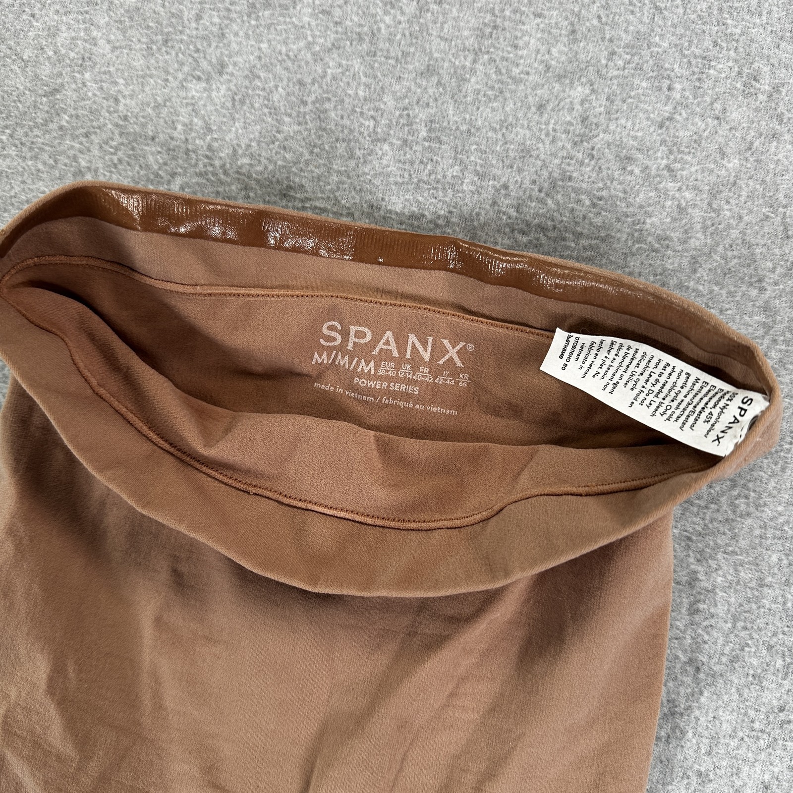 Spanx Shapewear Shorts Womens Medium Brown High Waist Tummy Shaper Power Series