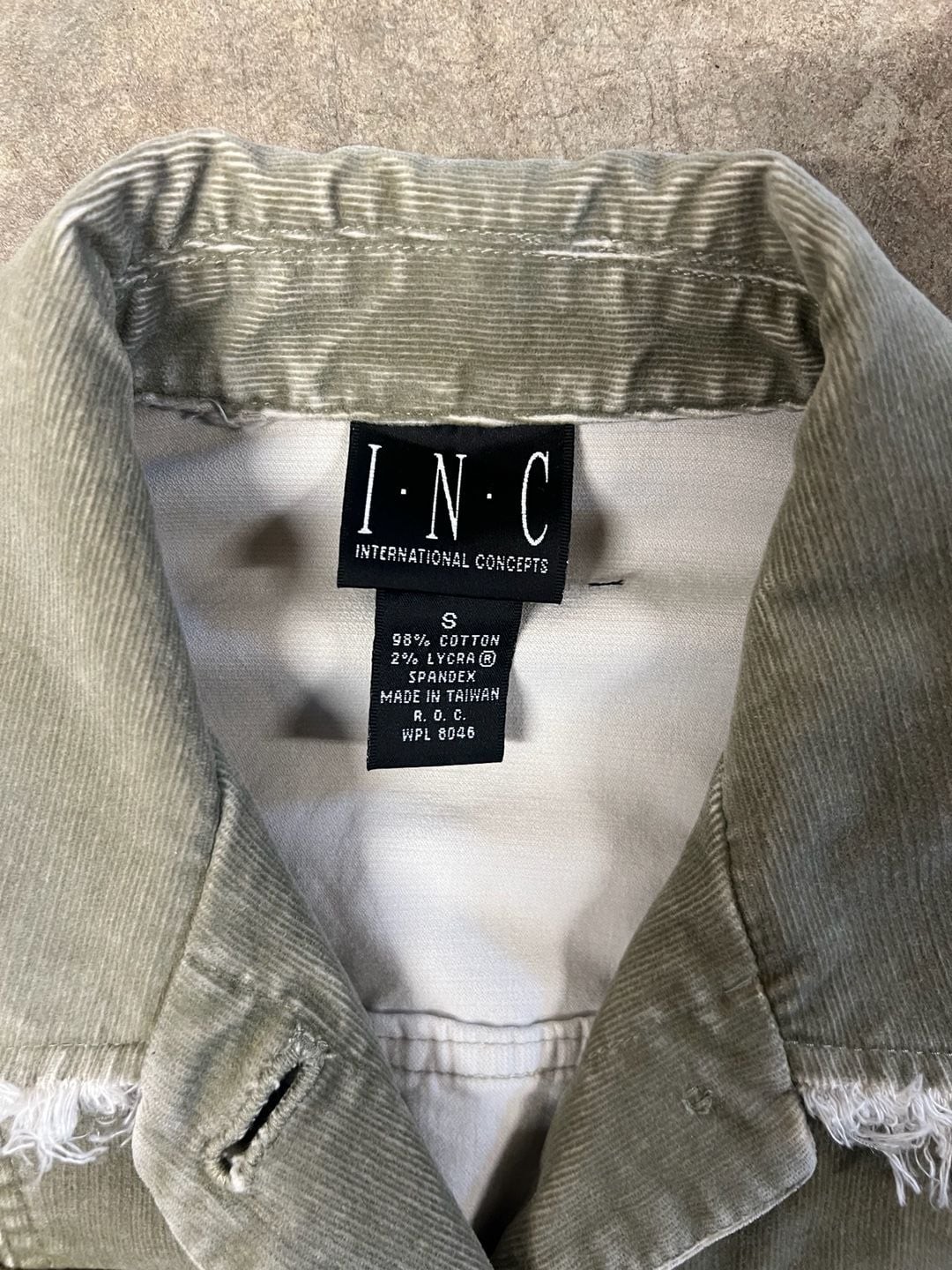 I.N.C. International Concepts Olive Green Corduroy Utility Jacket