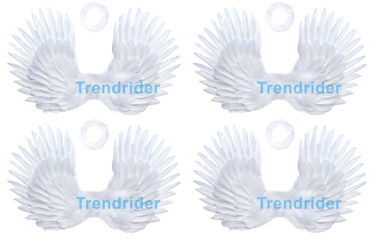Children’s White Feather Angel Wings Halo Pointing Up or Down 4-piece Value Pack