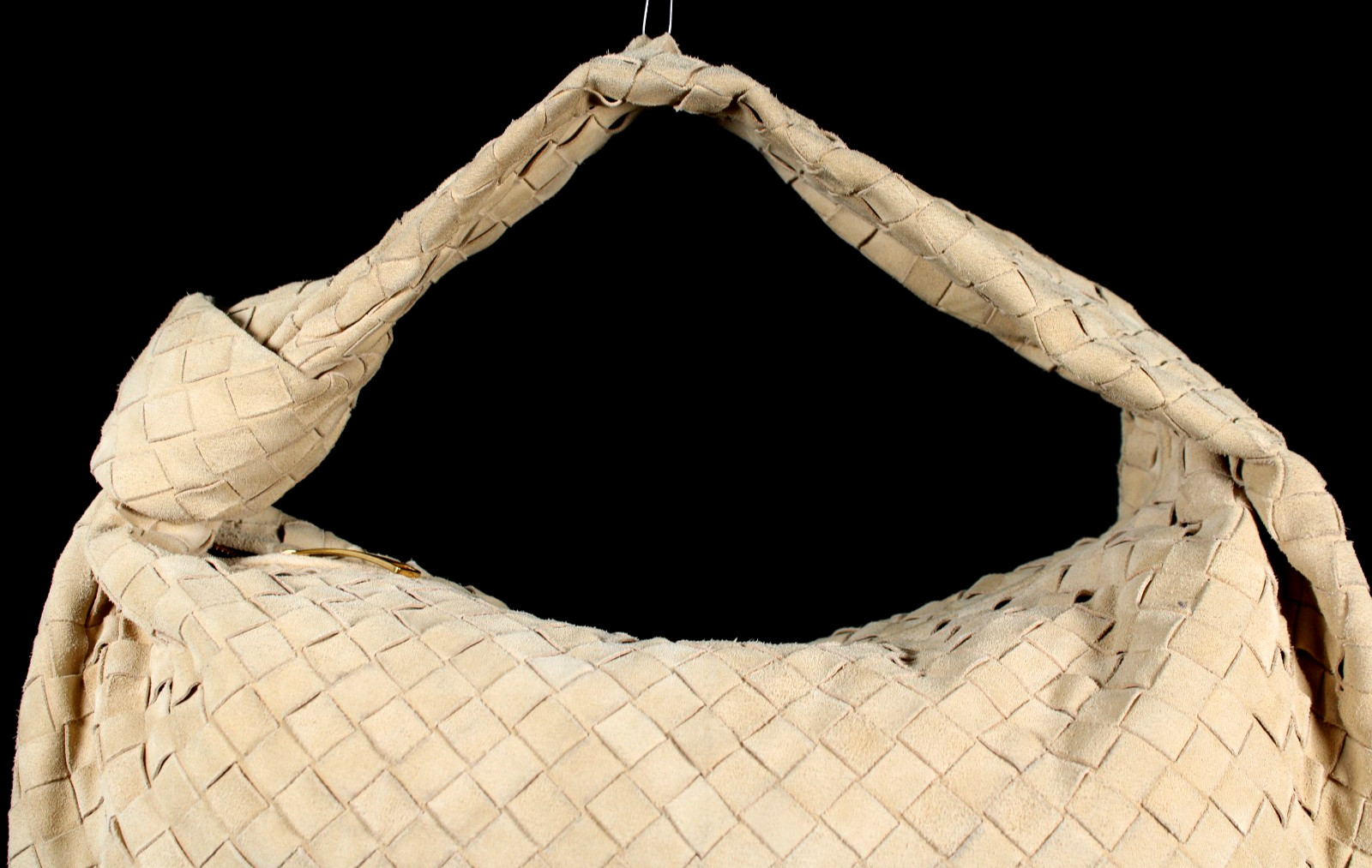 BOTTEGA VENETA Sand Beige Intrecciato Suede Medium JODIE Hobo Shoulder Bag