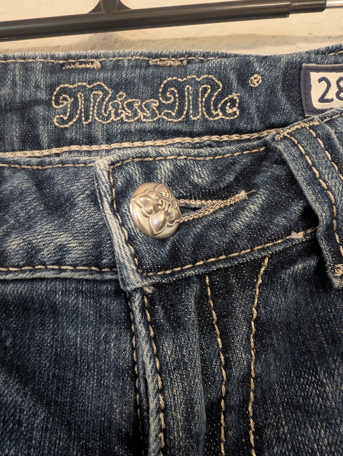 Miss Me Jeans – For Buckle Boot Cut Size 28 Bling Fleur De Lis 28/31 Vintage Y2K