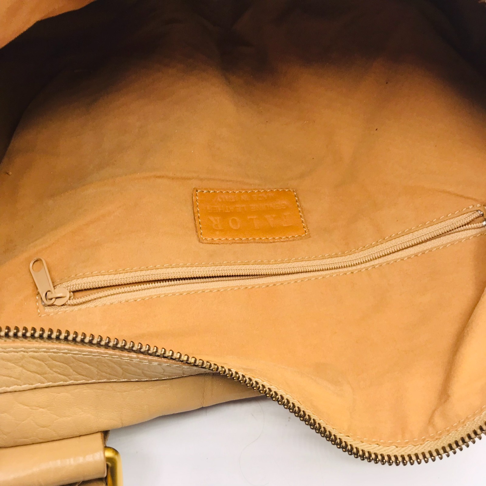 Falor Tan Leather Tote Bag Made In Italy with Woven Handles Embossed Snakeskin