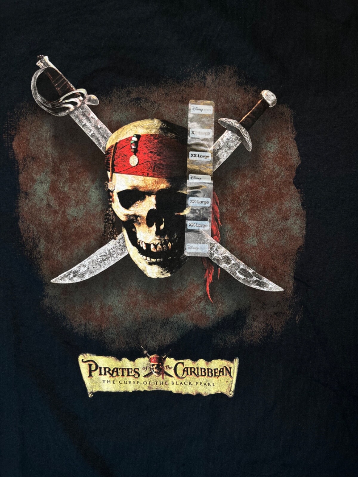 Vtg Disney Store Pirates of the Caribbean Skull & Cross bones Shirt NWT XXL