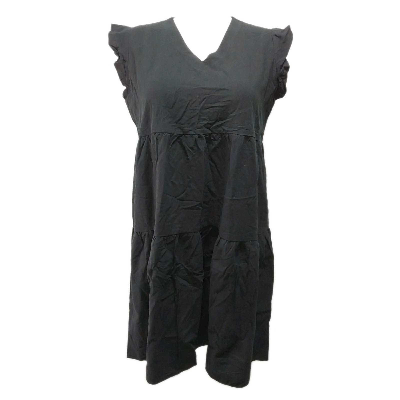 Kate Kasin XLarge Black Flutter Sleeve Shaker Dress #D56