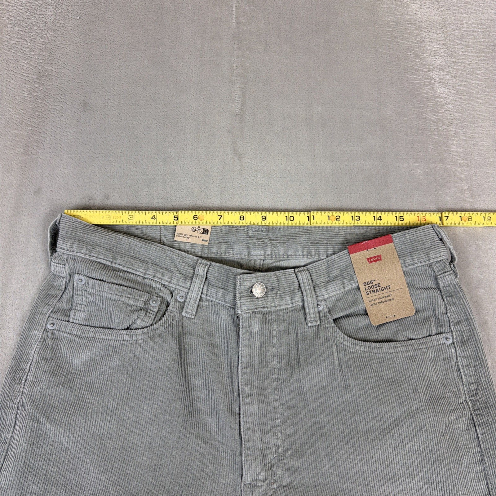 Levi’s 565 Loose Straight Corduroy Jeans Men’s Size 33×30 Gray Y2k Cotton