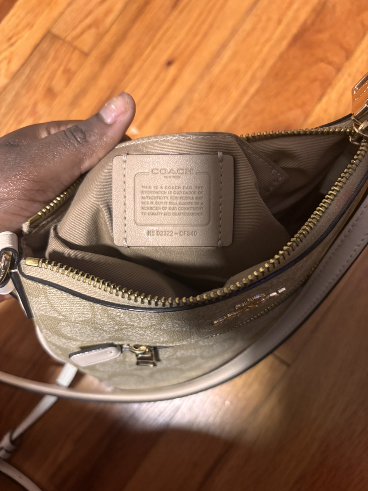 Coach Mini Rowan File Bag Light Khaki Signature Canvas Chalk Leather