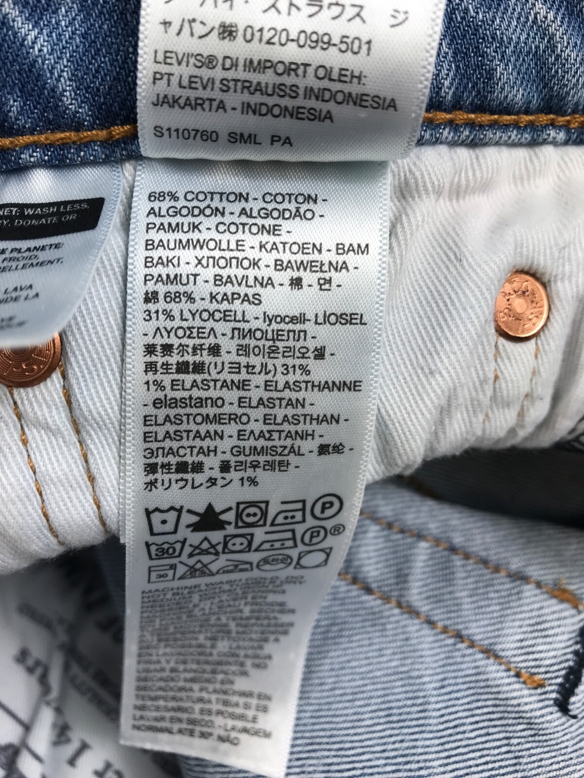 Levi’s 510 Jeans Mens 30×30 Slim Stone Washed Blue Straight Cotton Blend NWOT