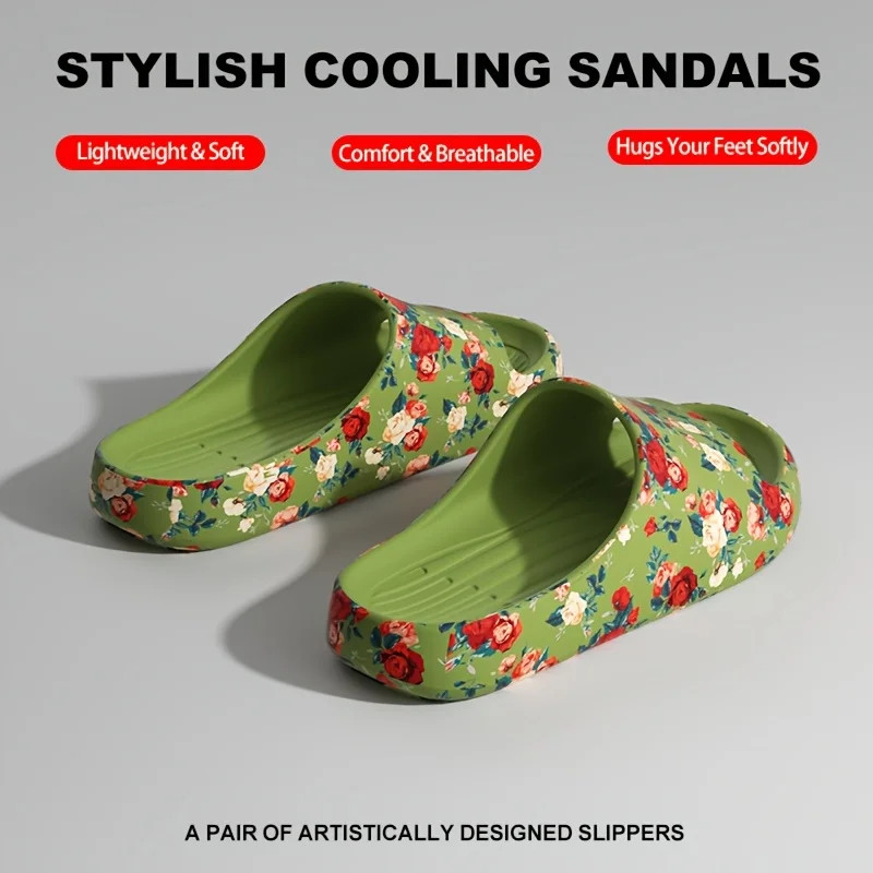 Cloud Slippers Floral Slide Sandals EVA Soft Indoor Outdoor Unisex Shoes