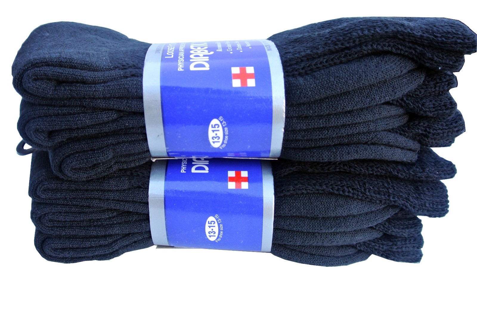 Black CREW Diabetic SOCKS ” LOOSE FIT TOP ” NEW Size up to 13-15