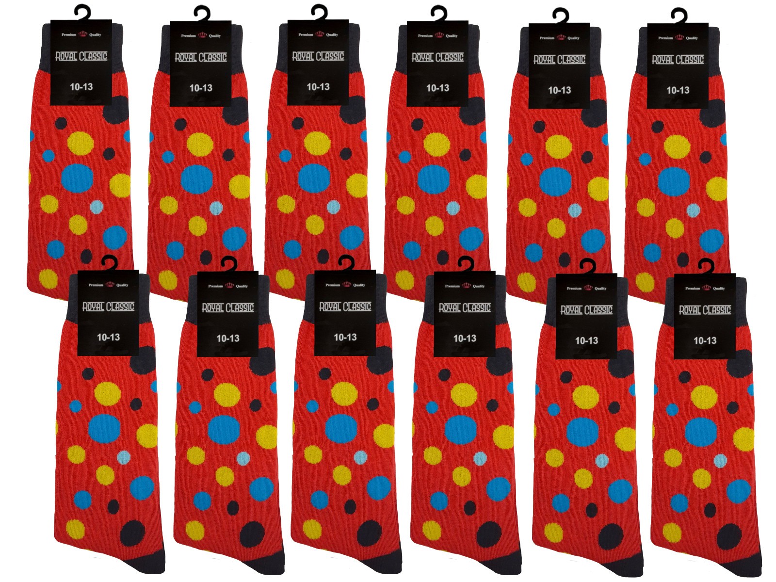 DRESS SOCKS RED BLACK POLKA DOTS COTTON SOCKS 10-13 TRUE TO SIZE