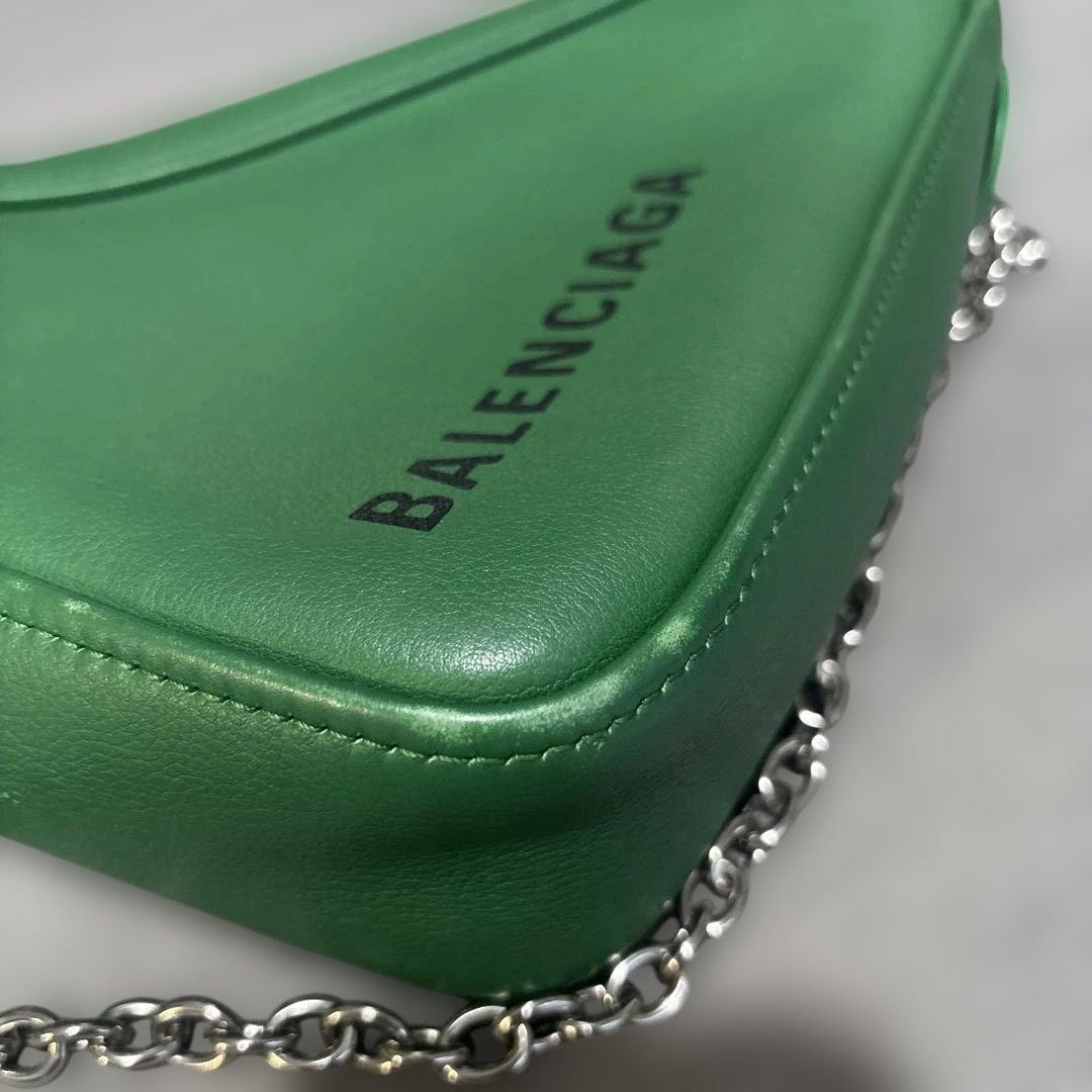 BALENCIAGA Green Leather Shoulder Bag US 8.3×8.7×1.9in Calfskin Women