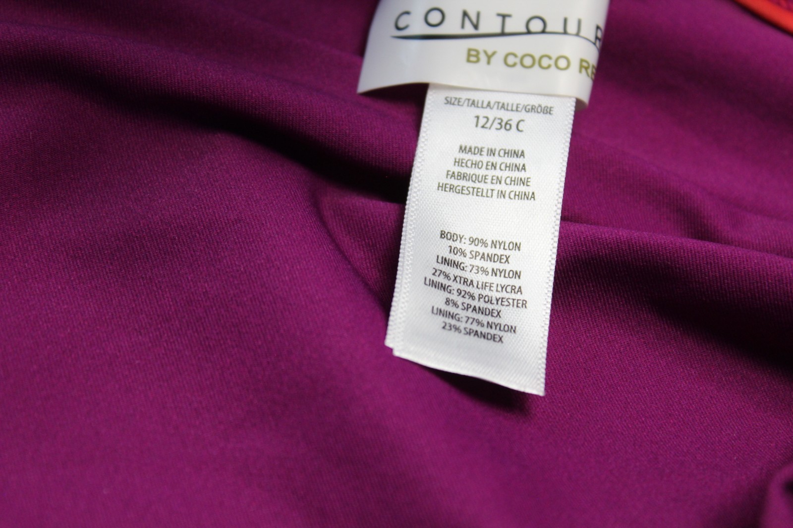 Coco Reef Contours magenta ombre 1 piece v neck underwire swimsuit 12/36C NWT