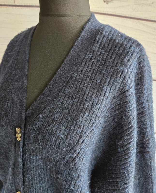 Joules “Samantha” Navy Wool Blend Cardigan | Size 14 | Cottagecore Aesthetic