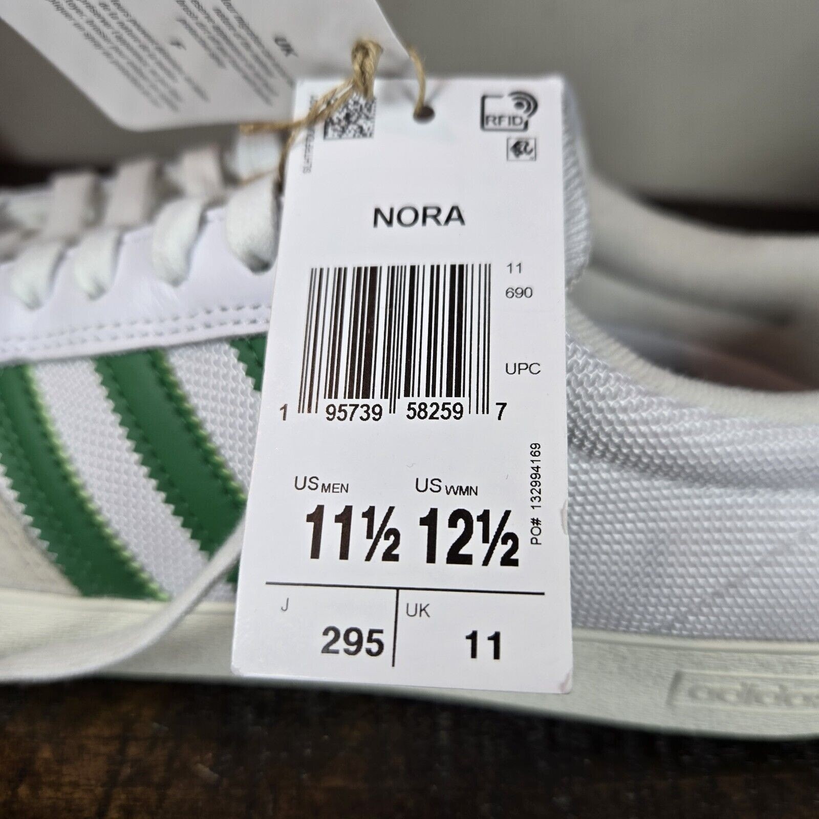 Adidas Nora Mens Size 11.5 Casual Sneakers Shoes Cloud White/Green GY6965