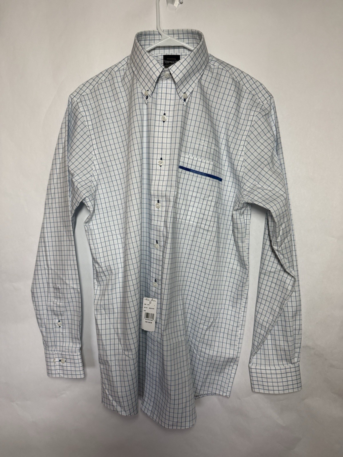 New Brooks Brothers United Men’s Blue Plaid Long Sleeve Shirt 15 1/2 34/35