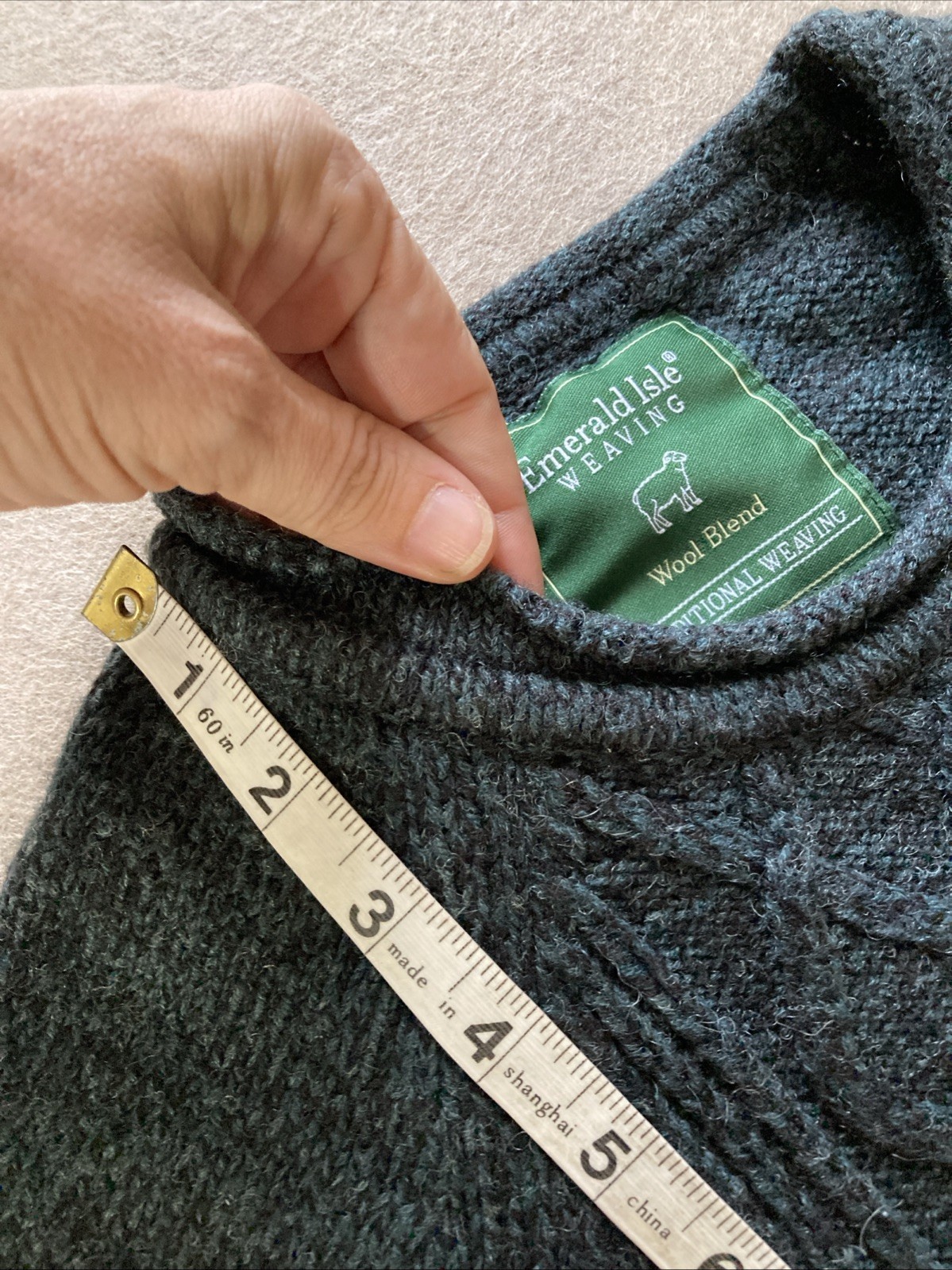 Emerald Isle Dingle Wool Blend Sweater Mens Sz S Blue Cable knit Fishermen