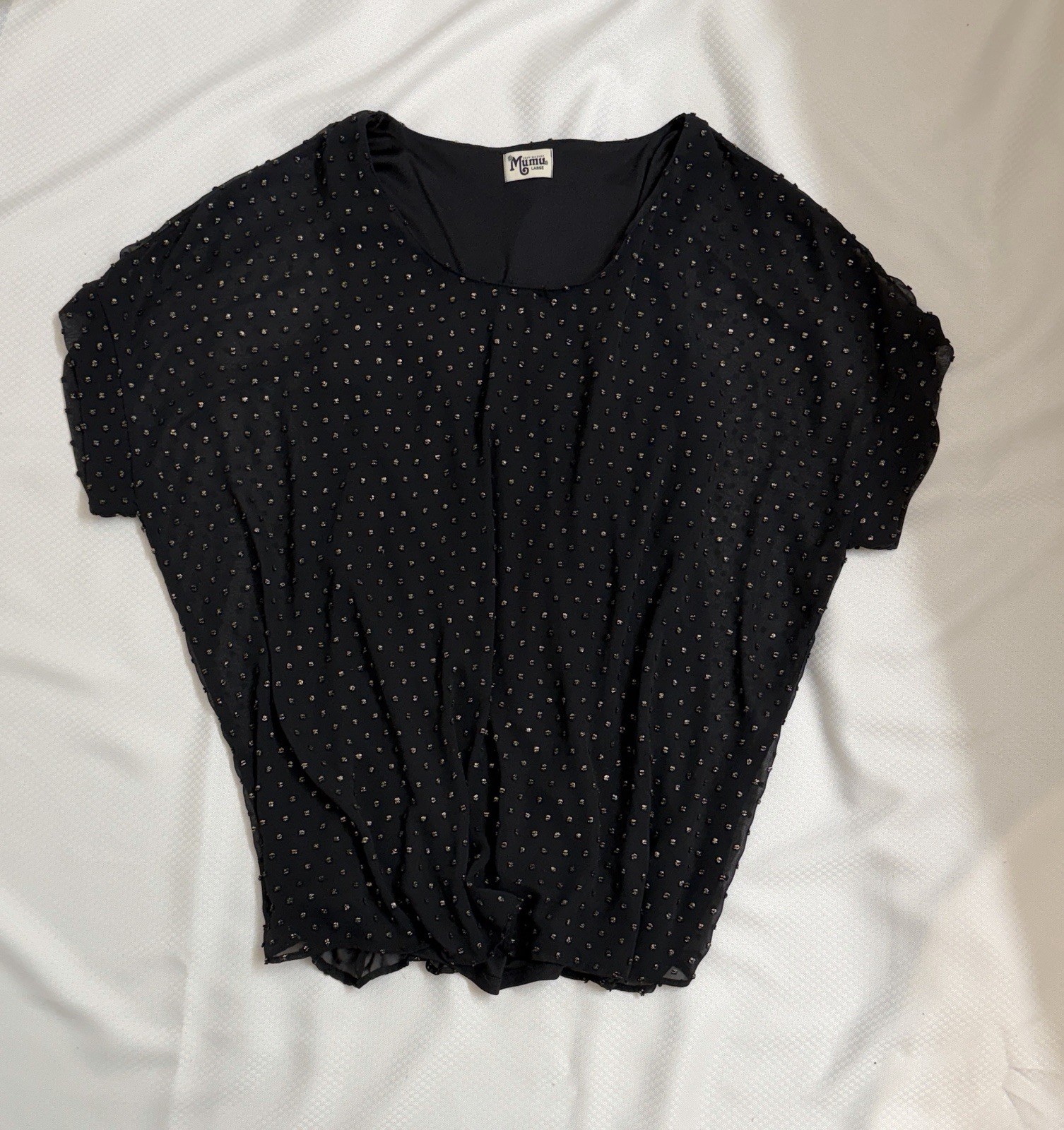 Show Me Your Mumu Women’s Large Black and Gold Cassidy Tunic Top Short Sleeve
