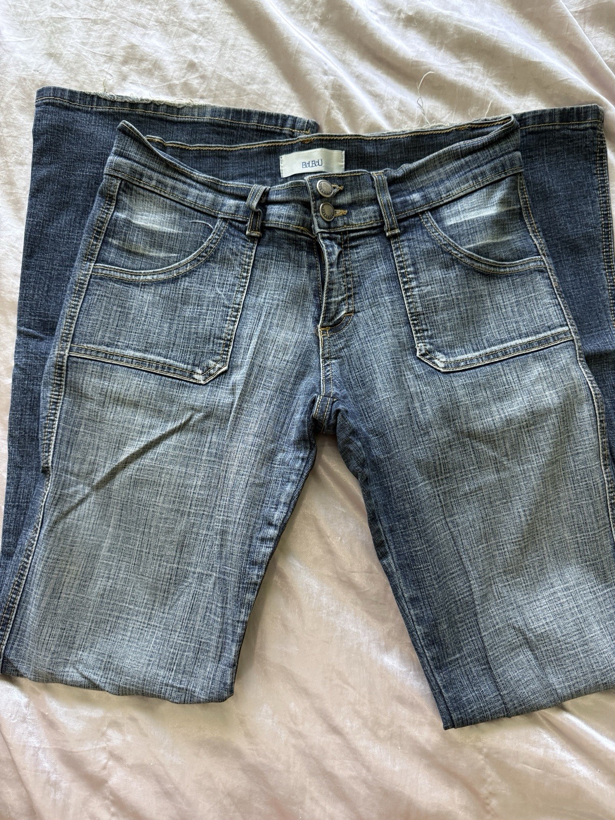 BouBou Women’s Denim Flare Jeans Size 13 Blue Stretch Made In USA Style 1110DL
