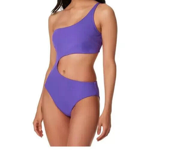 Bar III Spiraling Twist-Front Monokini One-Piece Swimsuit Purple Medium NWT