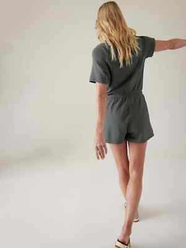 NEW Women Athleta Balance Romper Soft Tencel Bali Green
